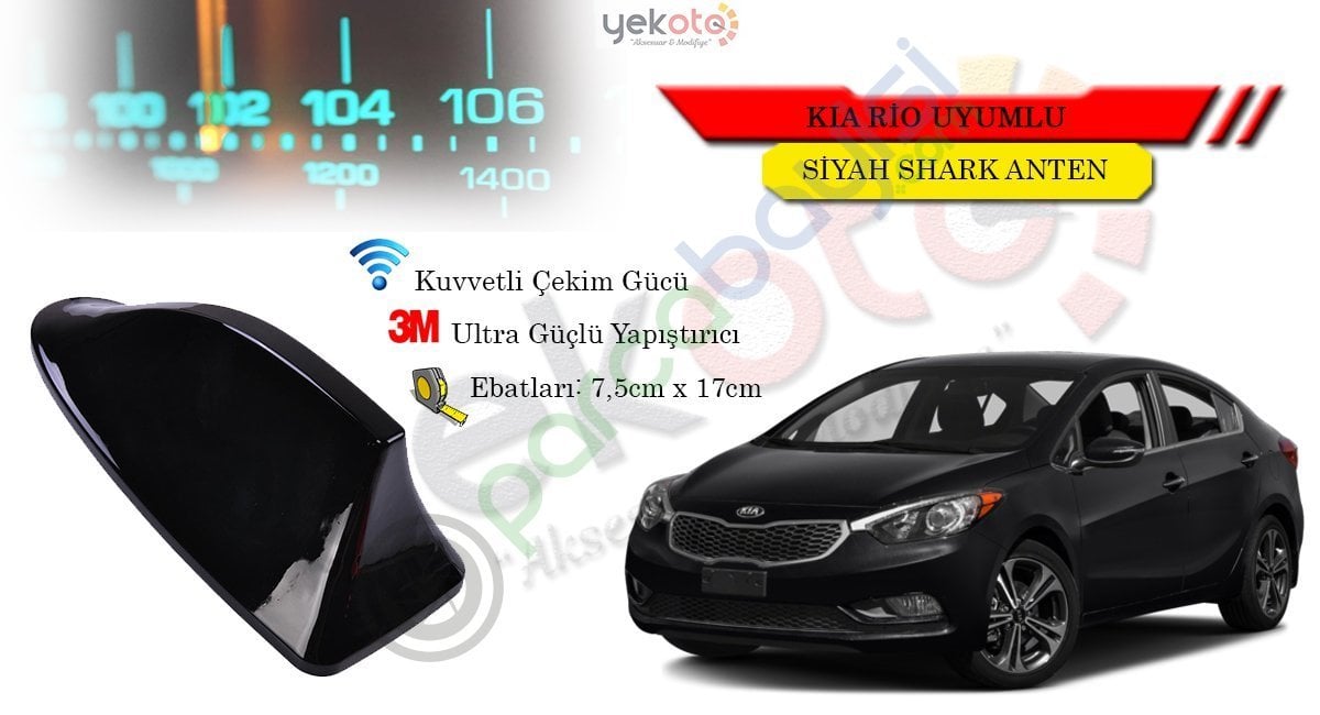 Kia Rio Sedan Uyumlu Siyah Shark Anten Köpek Balığı Anten