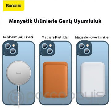 Baseus Frame Series iPhone 14 6.1 Kamera Koruyuculu Magsafe Kılıf + Tempered Ekran Koruyucu Set