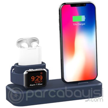 Ally 3in1 Charging Base İPhone+ İwatch+ İPods Silikon Şarj Standı