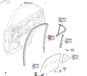 Kia Sorento Arka Cam Lastiği Sağ Orjinal | 835403E000