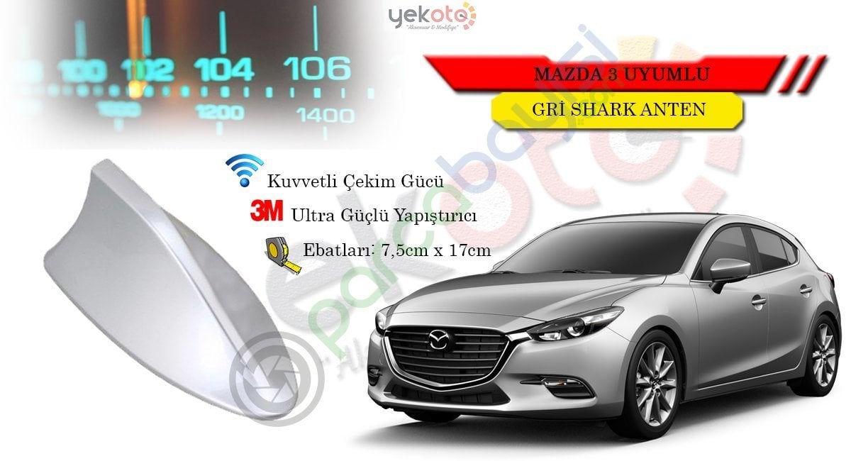 Mazda 3 Uyumlu Gri Shark Anten Köpek Balığı Anten