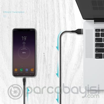 KUULAA Nylon Usb Type C 3.0 Hızlı Şarj Usb Şarj Kablosu 1Metre