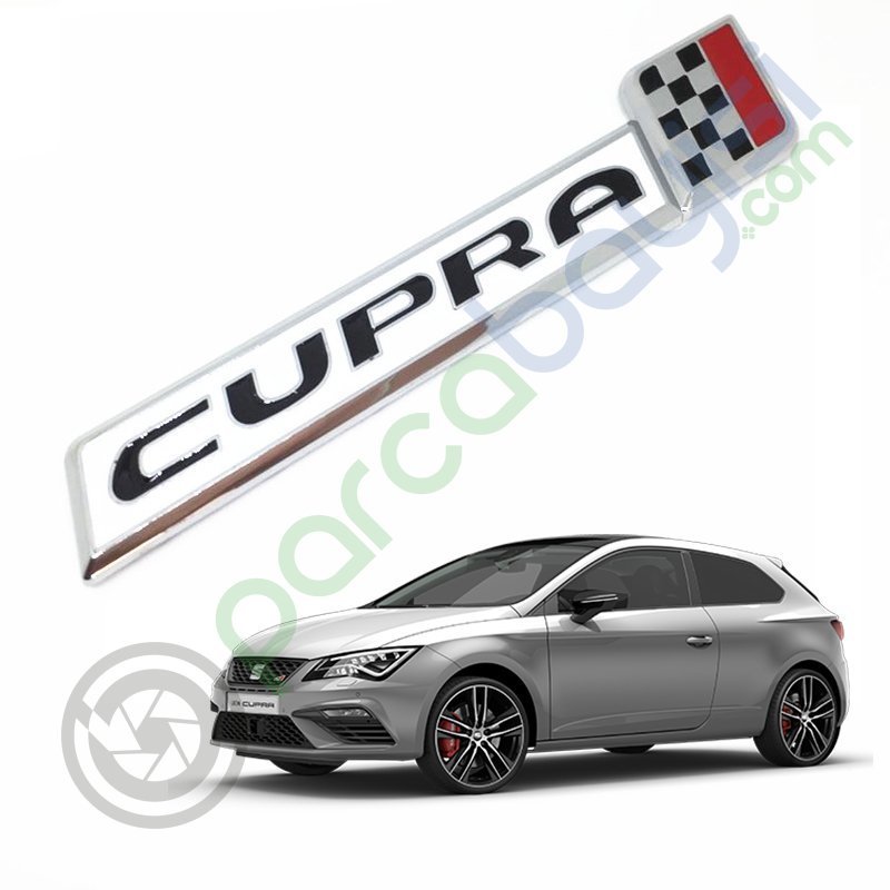 Cupra Damalı Bayrak 3D Metal Amblem Logo Sticker