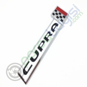 Cupra Damalı Bayrak 3D Metal Amblem Logo Sticker