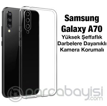 Ally SM Galaxy A70 Kılıf Kamera Korumalı Ultra İnce Şeffaf Silikon Kılıf