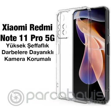 Ally Xiaomi Redmi Note 11 Pro 5G Kılıf Kamera Korumalı Ultra İnce Şeffaf Silikon Kılıf