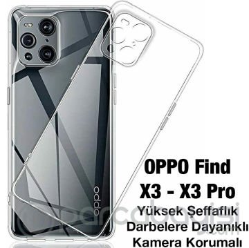 Ally OPPO Find X3 - X3 Pro Kılıf Kamera Korumalı Ultra İnce Şeffaf Silikon Kılıf