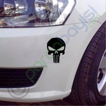 Punisher Skull 3D Sticker Amblem Logo Siyah