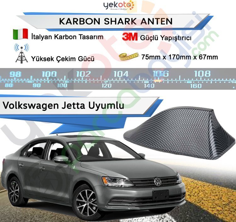 Volkswagen Jetta Karbon Shark Anten Köpek Balığı Anten Elektrikli İtalyan Tasarım