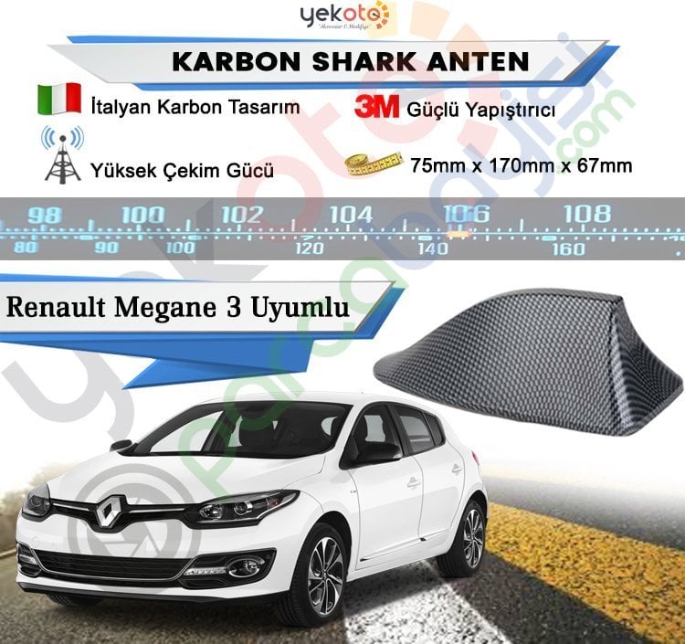 Renault Megane 3 Karbon Shark Anten Köpek Balığı Anten Elektrikli İtalyan Tasarım