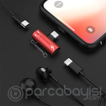 Anahtarlık Dual Usb Type C Şarj Dönüştürücü Başlık Adaptör