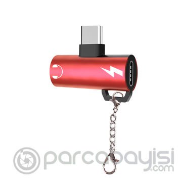 Anahtarlık Dual Usb Type C Şarj Dönüştürücü Başlık Adaptör