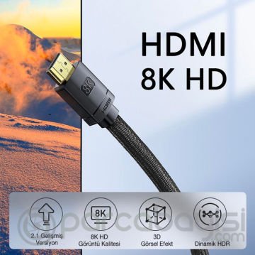 Baseus HD Series 8K HDMI to HDMI 2.1V HDMI 120hz Kablo 0.5 Metre