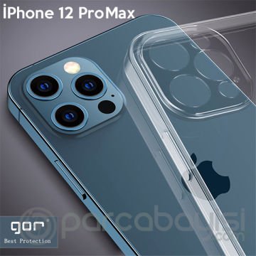 Gor İPhone 12 Pro Max 6.7 İnch Kılıf Kamera Korumalı Şeffaf Silikon Kılıf