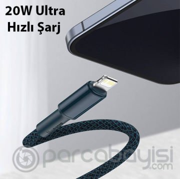 Baseus High Density Braided 20W Type-C to iPhone Lightning Hızlı Şarj ve Data Kablosu 1m