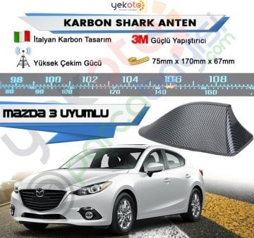 Mazda 3 Karbon Shark Anten Köpek Balığı Anten Elektrikli İtalyan Tasarım