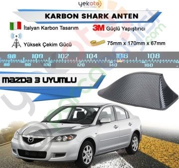 Mazda 3 Karbon Shark Anten Köpek Balığı Anten Elektrikli İtalyan Tasarım