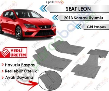 Skoda Leon 2013 Sonrası Uyumlu Havuzlu Kesilebilir Gri Paspas