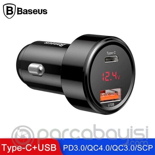 Baseus 45w Hızlı Şarj 4.0,3.0 1 Type C+usb Pps Araç Şarj Başlık