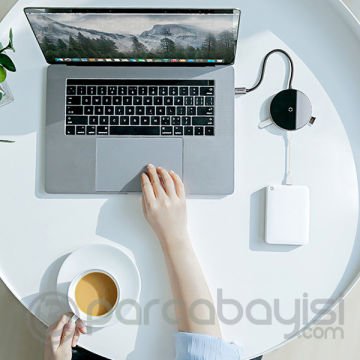 Baseus Circular Mirror Wireless Kablosuz Şarj+usb 3.0 Hub