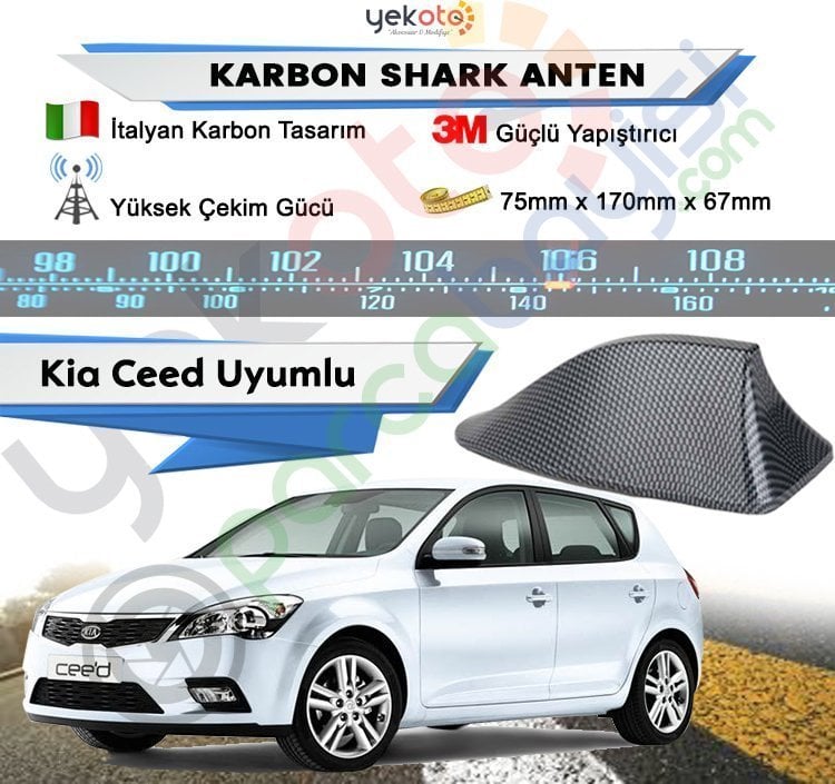 Kia Ceed Karbon Shark Anten Köpek Balığı Anten Elektrikli İtalyan Tasarım