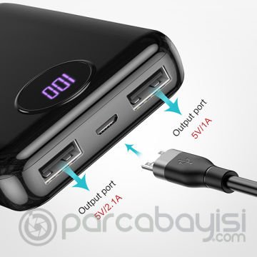 KUULAA-Çift USB Mini 10000mAh Dijital Gösterge PowerBank Taşınabilir Şarj