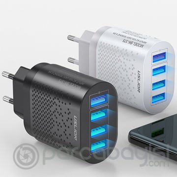 USLİON 4 Port 48W QC 3.0 Hızlı Şarj Usb Şarj Başlık Adaptör