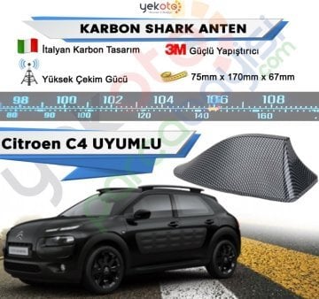 Citroen C4 Cactus Karbon Shark Anten Köpek Balığı Anten Elektrikli İtalyan Tasarım