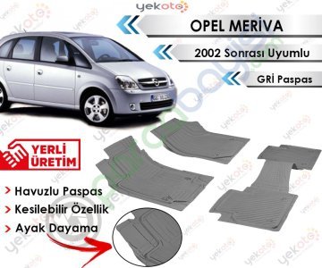 Opel Meriva 2002 Sonrası Uyumlu Havuzlu Kesilebilir Gri Paspas