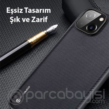 Dux Ducis Fino Serisi iPhone 14 6.1 inç Kılıf Premium Dokuma Silikon Kılıf