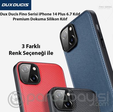 Dux Ducis Fino Serisi iPhone 14 Plus 6.7 inç Kılıf Premium Dokuma Silikon Kılıf