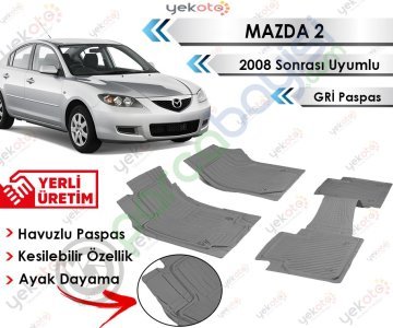 Mazda 2 2008 Sonrası Uyumlu Havuzlu Kesilebilir Gri Paspas