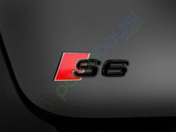 S6 Metal 3D Logo Amblem Sticker Siyah