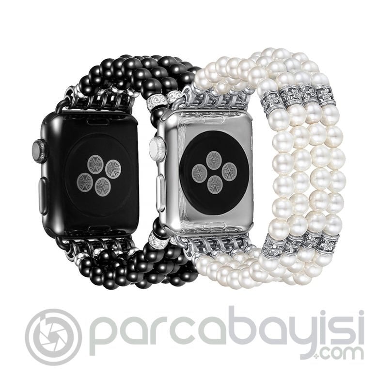 Ally Apple Watch 7-8 45mm 6-5-4 44mm Full Boncuk Taşlı Kordon Kayış 3-2-1 42mm