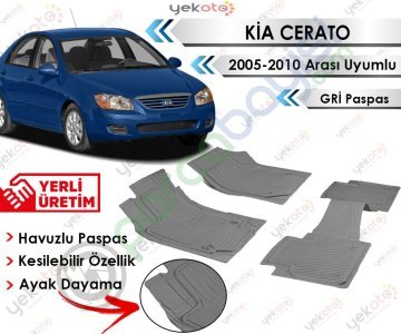 Kia Cerato 2005-2010 Arası Uyumlu Havuzlu Kesilebilir Gri Paspas