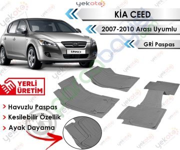 Kia Ceed 2007-2010 Arası Uyumlu Havuzlu Kesilebilir Gri Paspas