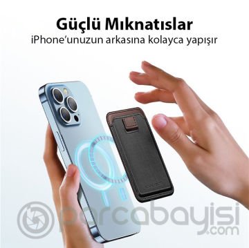 Dux Ducis İPhone 15-14-13-12ler için PU Deri Cüzdan Magsafe Kartlık Cüzdan Kılıf