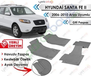 Hyundai Santa Fe 2006-2010 Arası Uyumlu Havuzlu Kesilebilir Gri Paspas