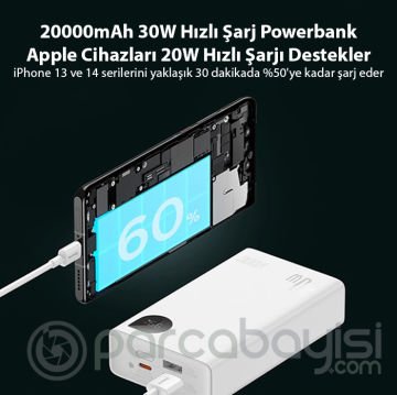 Baseus Adaman2 Digital Display 20000mAh 30W  Powerbank Taşınabilir Şarj Cihazı VOOC Edition