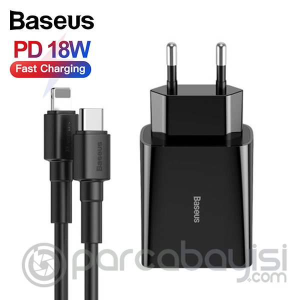 Baseus Speed Mini PD Tyep-C Quick 18W Hızlı Şarj+İPhone Şarj Kablosu