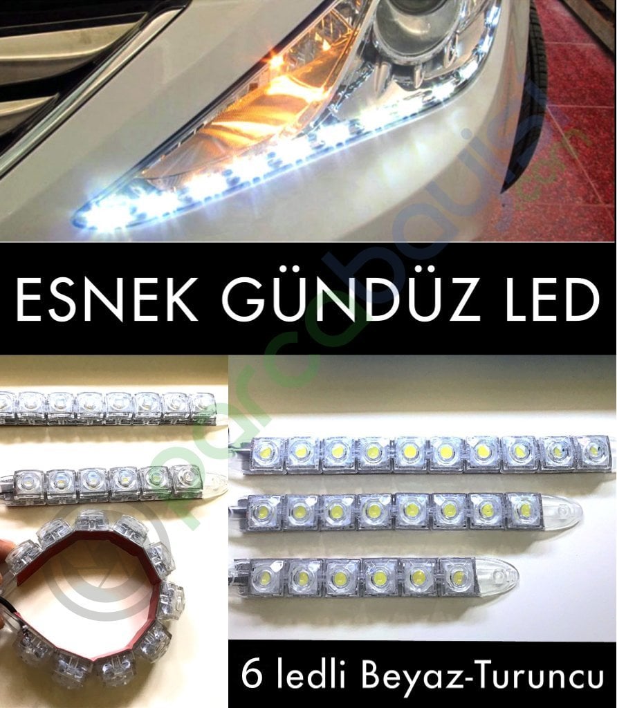 Esnek Gündüz Led Aydınlatma Çift Renk Beyaz-Turuncu 6 Led