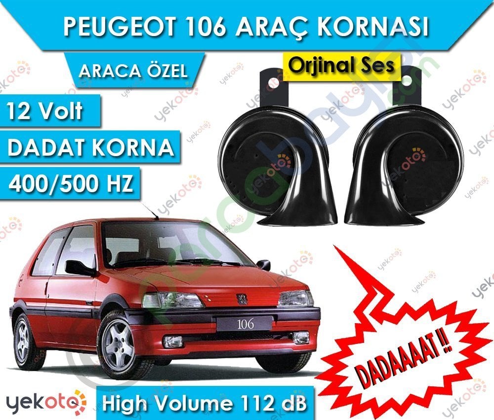 Peugeot 106 Araç Kornası 12V Dadat Korna 400/500 Hz 112 Db High Volume 2 Adet