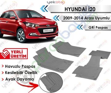 Hyundai İ20 2009-2014 Arası Uyumlu Havuzlu Kesilebilir Gri Paspas