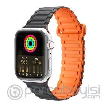 Dux Ducis Apple Watch 42-44-45MM için Manyetik Armor Silikon Kordon Kayış