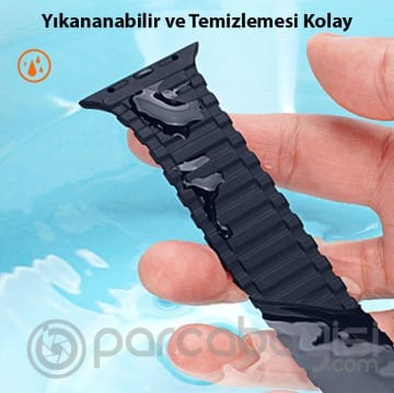 Dux Ducis Apple Watch 42-44-45MM için Manyetik Armor Silikon Kordon Kayış