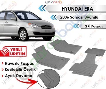 Hyundai Era 2006 Sonrası Uyumlu Havuzlu Kesilebilir Gri Paspas