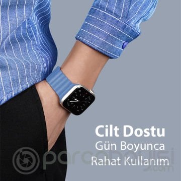 DUX DUCIS Apple Watch 42-44-45MM için Manyetik Zincir Versiyon PU Deri Kayış Kordon