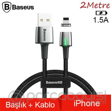 Baseus Zinc Magnetic Usb Kablo Şarj İPhone 7-8-XS-XR Başlık 2Metre 1.5A