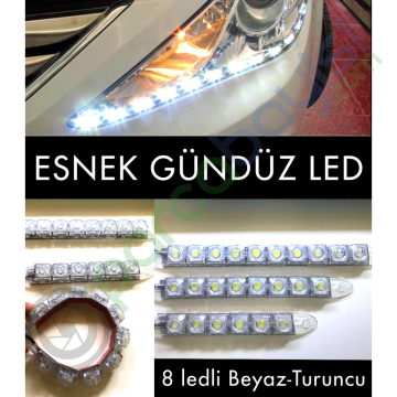 Esnek Gündüz Led Aydınlatma Çift Renk Beyaz-Turuncu 8 Led