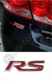 Rs Metal 3D Logo Amblem Sticker Kırmızı